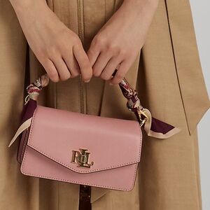 Ralph Lauren Pink Scarf-Trim Small Tayler Crossbody Bag